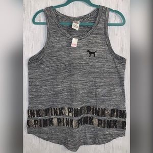 VS PINK Tank Top Sequins logo strips